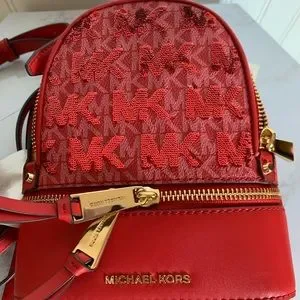 Michael Kors Rhea XS Convertible Sequins Crimson Backpack NWT Retail $358 Michael Kors Rhea XS Convertible Sequins Crimson Backpack  main image 4
